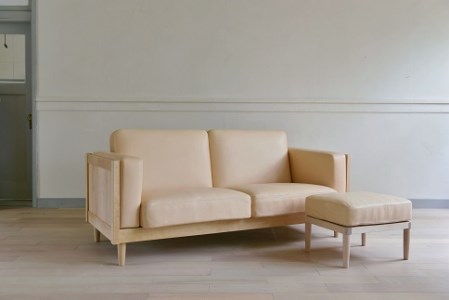 Wood Frame Sofa Classic M（ナチュラル革）＋Ottoman Classic